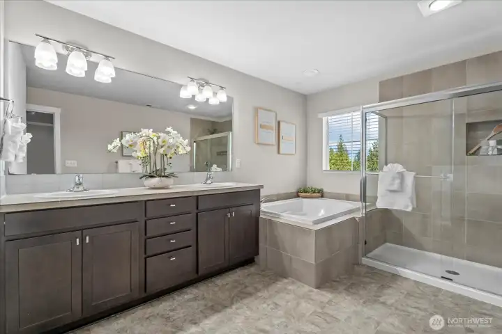 Luxury Primary Bath with Soaking Tub, Shower, and Dual Sinks