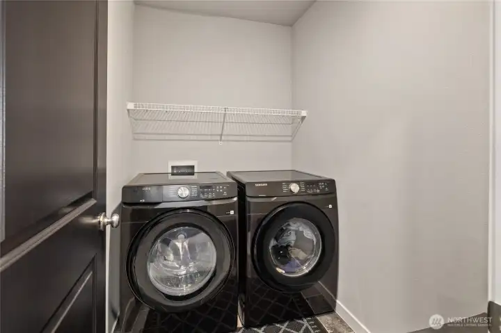 Convenient upper-level laundry room