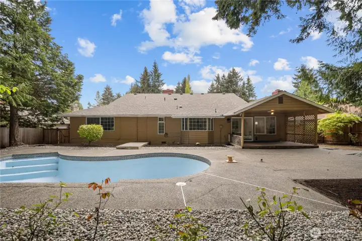 View of pool towards home