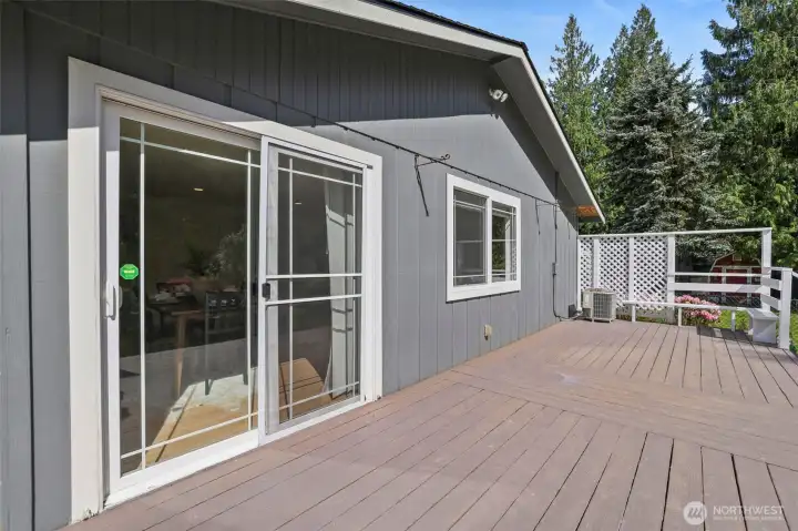 Spacious deck overlooking your brand new hydroseeded yard.