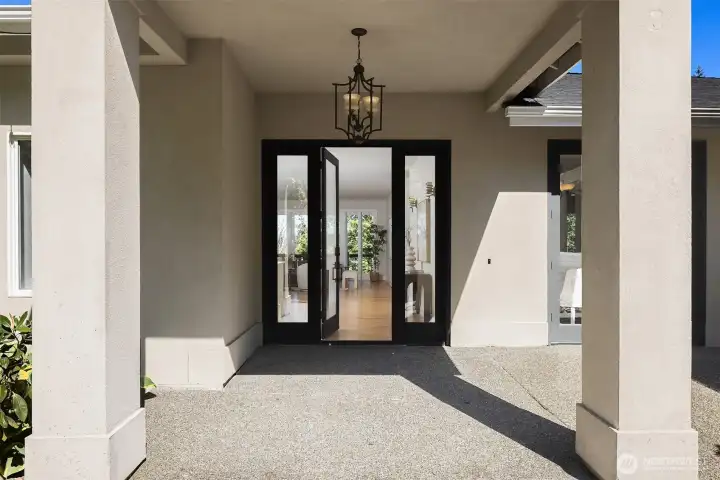 Covered front entrance.