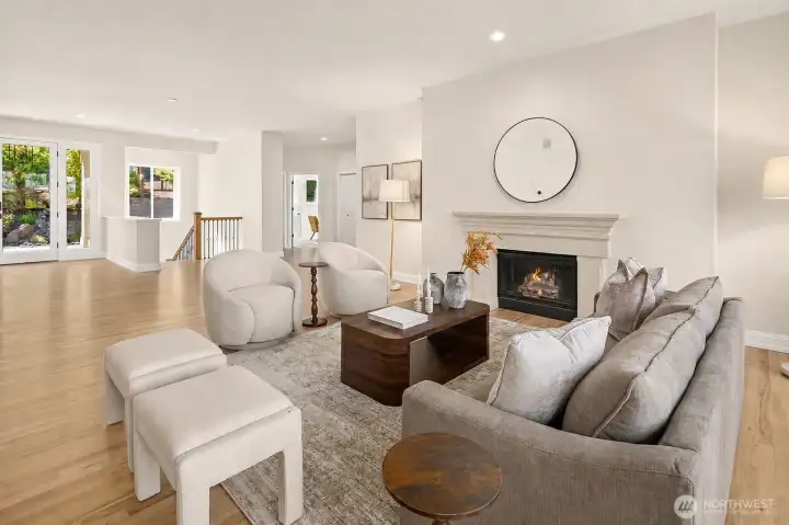 Formal Living room with gas fireplace.