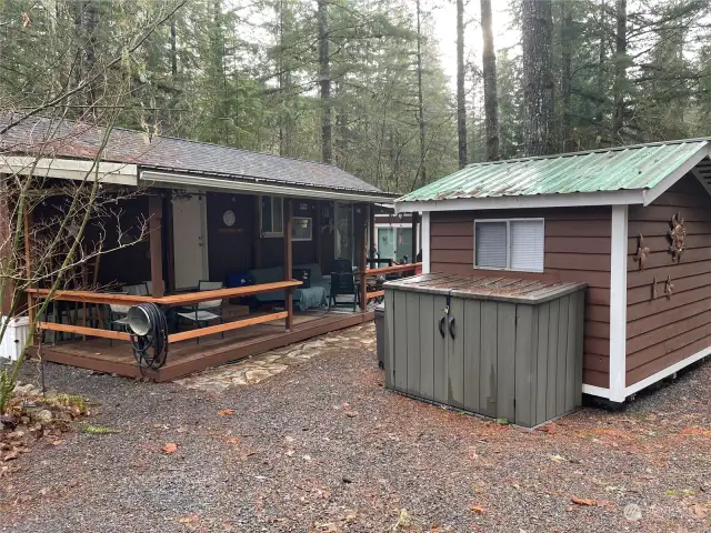 Full covered deck, shed, and gazebo!