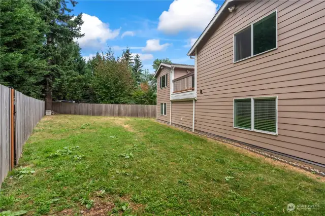 Fully fenced backyard