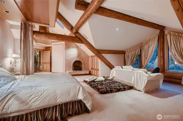 Large open primary Suite with high ceilings.