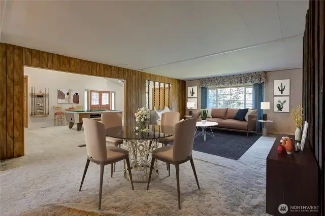 Living room, virtually staged