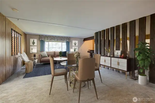 Living room, virtually staged