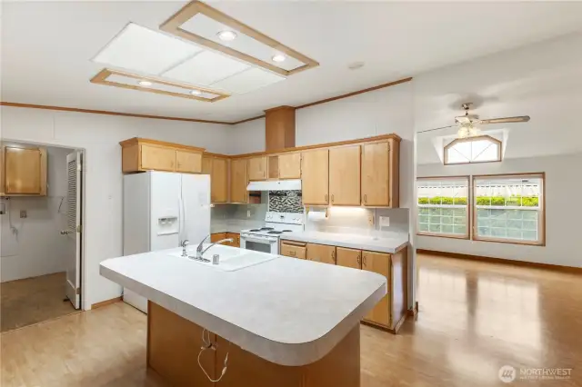 Bright kitchen with skylight