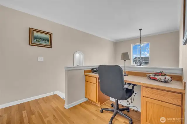 Built in office on top of the stairs