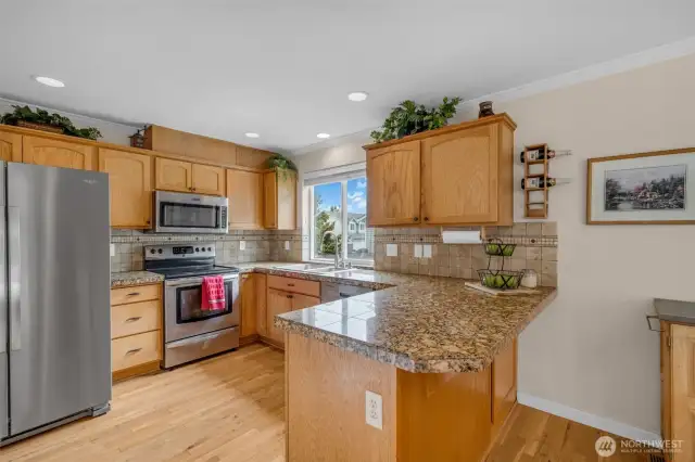 Large kitchen with eating bar