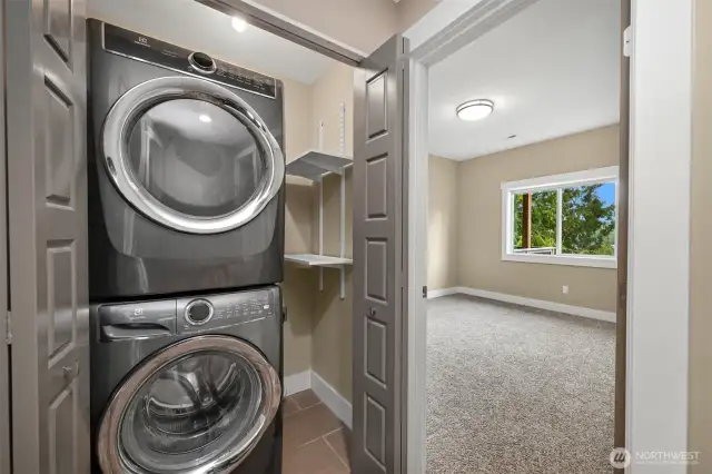 Stack washer/dryer on first lower level