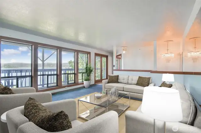 Breathtaking views of Lake Washington from the Living Room