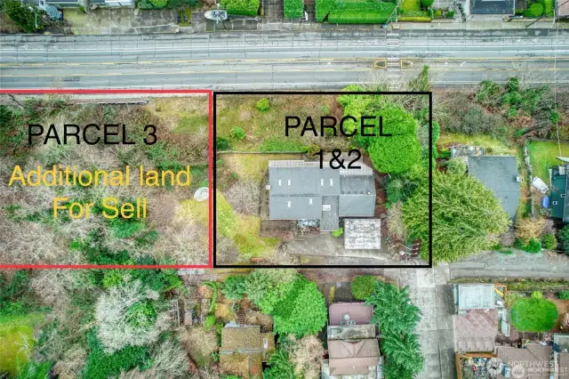 Aerial view of the 2 properties & 2nd Parcel separately for sell.