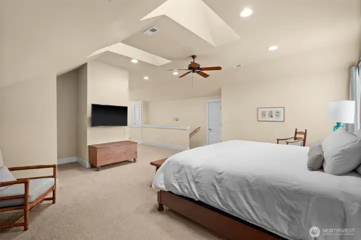 Upstairs, you'll find a beautiful loft style bedroom
