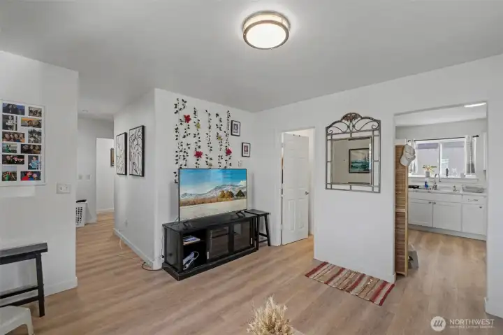 Living area Unit A and entrance to kitchen