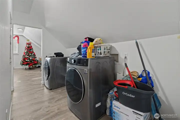 Unit C laundry and living area