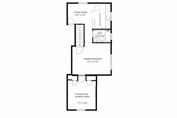 Upstairs outline sketch of layout. Measurements are appx.