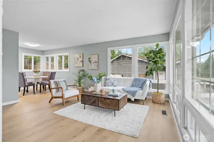 Living Room at entryway with plenty of natural light.