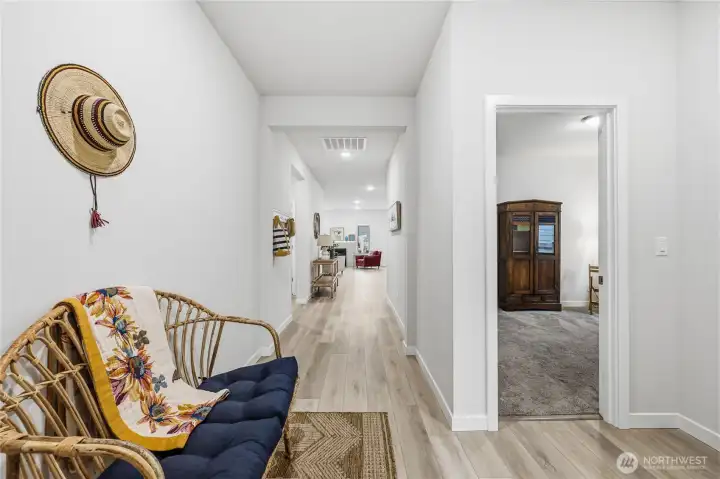 The hallway leading into the living area.