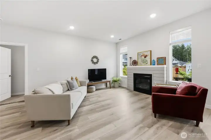 The living room with the gas fireplace is just the perfect size!