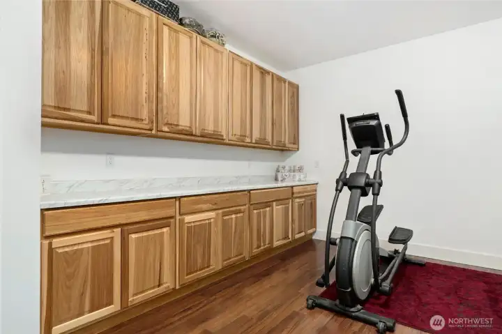 Lots of cabinet space w/quartz countertop in office downstairs