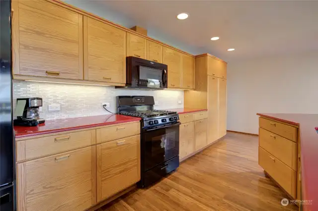 Gorgeous custom cabinetry in kitchen.