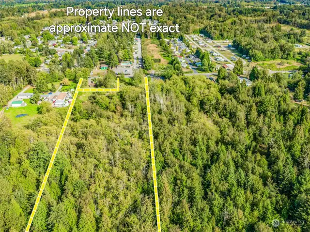 View from west forested portion of acreage viewing east to Harborview road