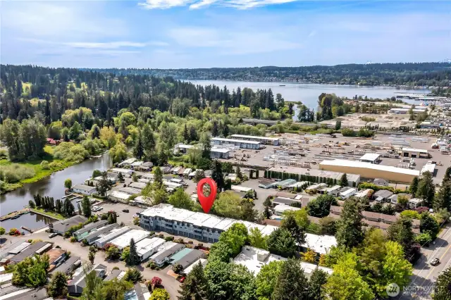 Aerial view of Condo Building and community