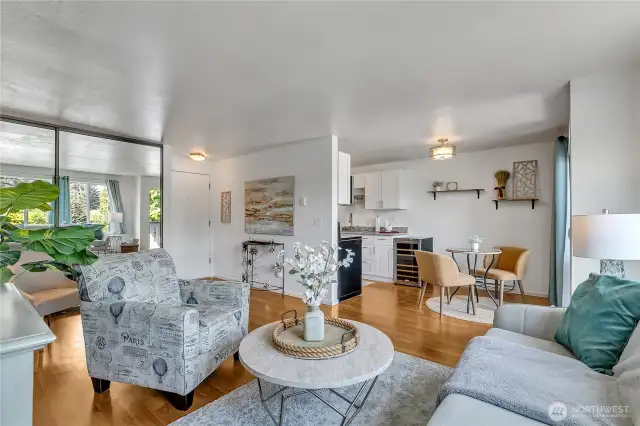 Living room towards kitchen