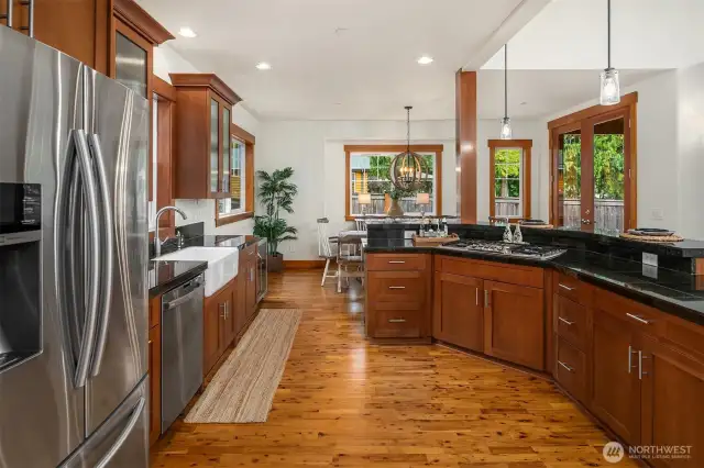 Spacious kitchen with an abundance of cabinets.