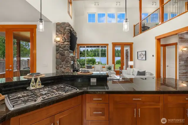 Center cooking island with propane range.