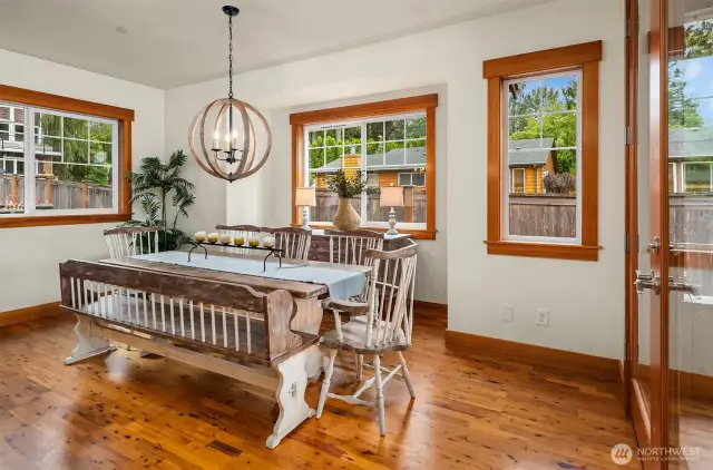 Large dining area with French door access to the covered deck.  Ideal for entertaining or indooor/outdoor living.