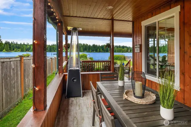 Covered Deck with outdoor fireplace and plumbed for propane BBQ