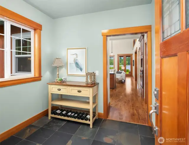 Welcoming entry with slate floors.
