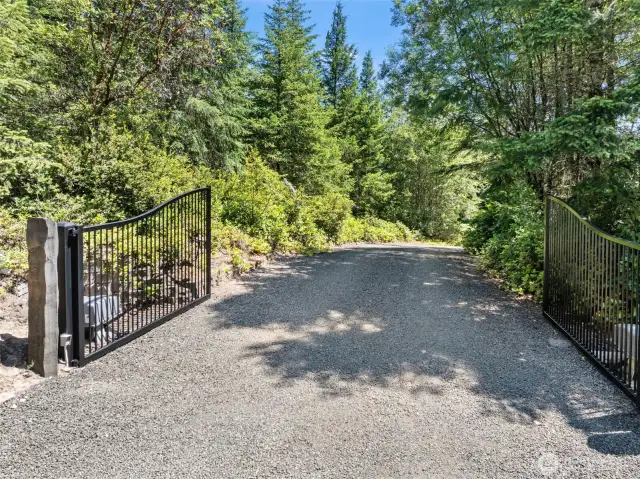 Gated entrance off the newly sealed private road