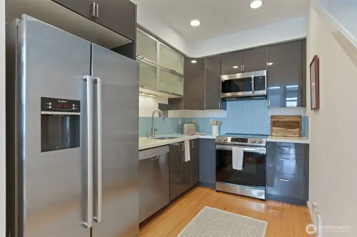 New induction range and microwave.