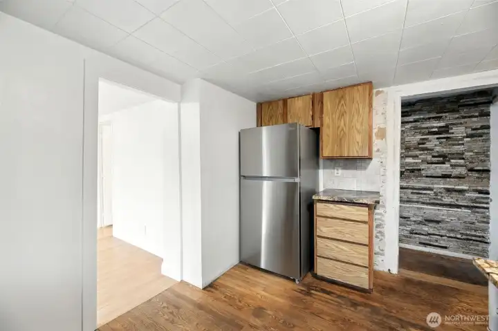 Upstairs kitchen to back hallway