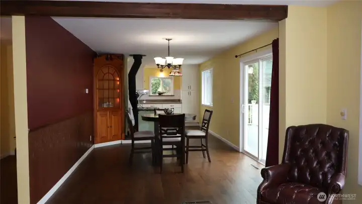 Dining room with corner cabinets