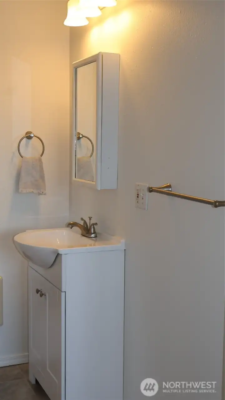 recent updates in the primary bath with lots of shelf space