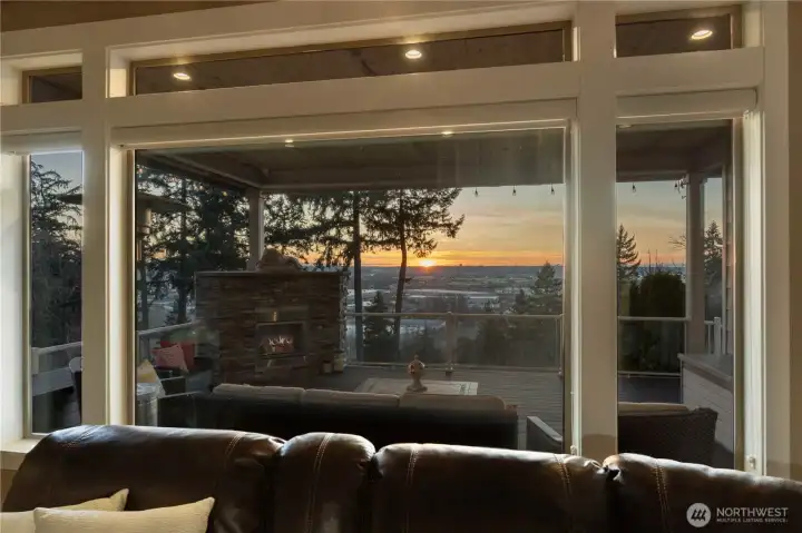 Sunset view from inside the great room