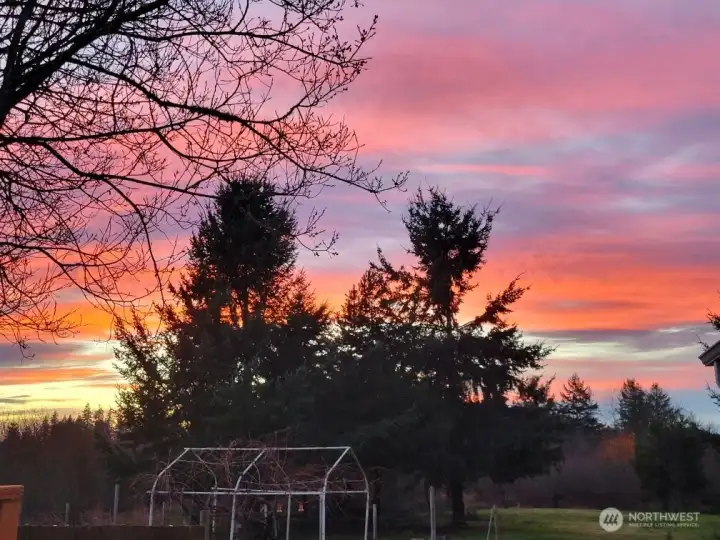 Sit back and enjoy the beautiful sunset over your garden.