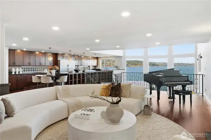 Serene Living Room w/ Lake Views