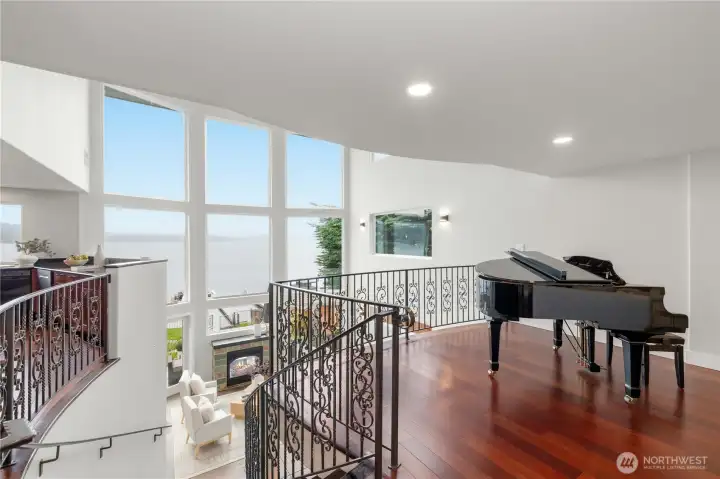 Grand Curved Wrought Iron Staircase