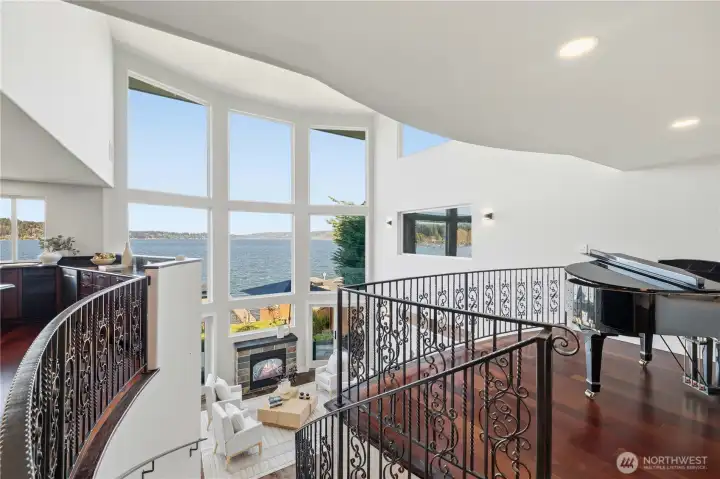 Grand Curved Wrought Iron Staircase