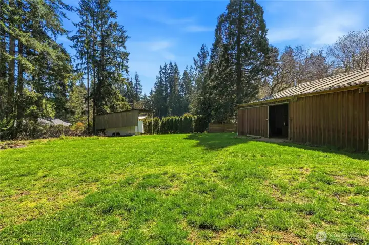 10x30 enclosed tool shed behind the shop