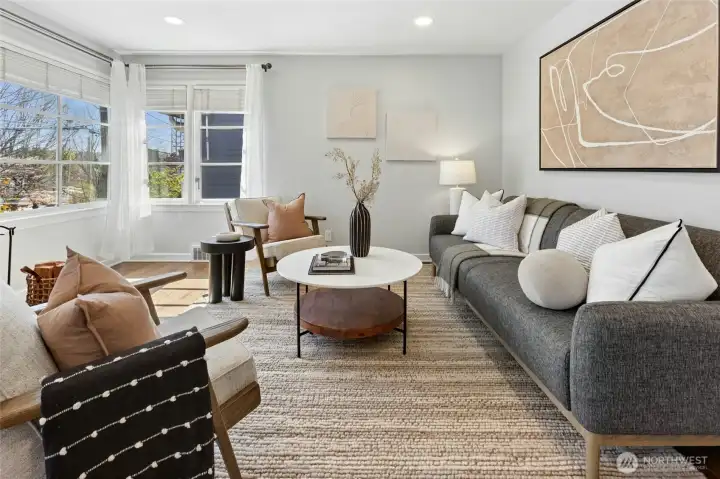 Light and bright, open airy feel.