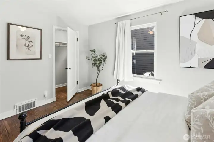 Large walk-in closet with a window!