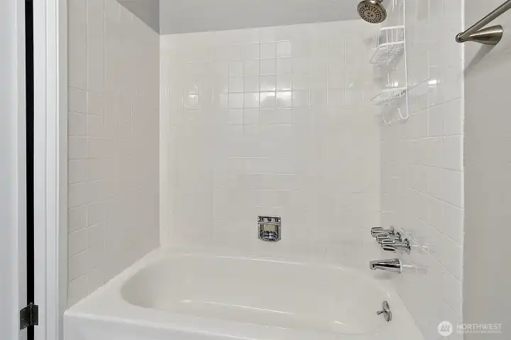 Left wing hallway bathroom shower.