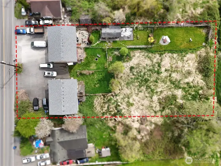 Top view of both duplexes. Both had new roofs installed in April 2026