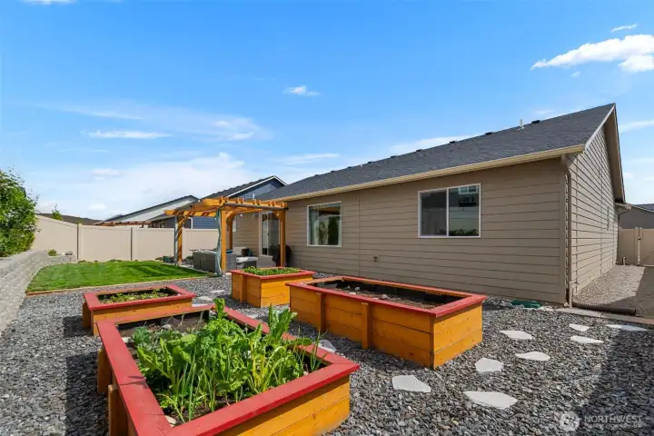 Raised garden beds.